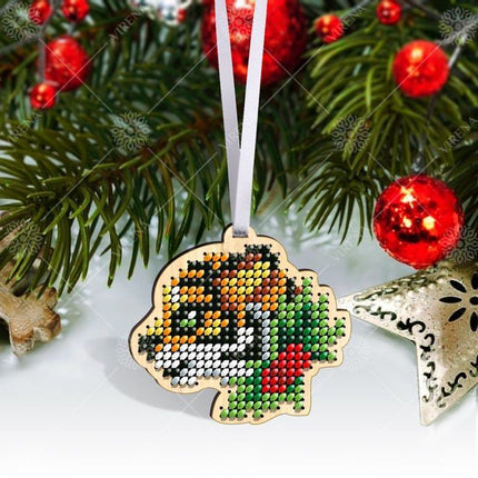 Christmas Bead Embroidery Kit Christmas toys "Tiger" Set 5 pcs Christmas tree toys