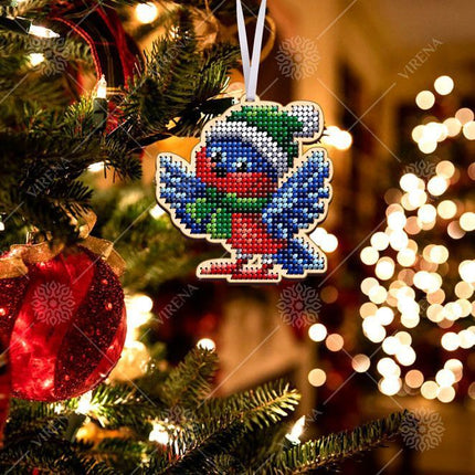 Christmas Bead Embroidery Kit "Winter birds" Set 3 pcs Christmas tree toys