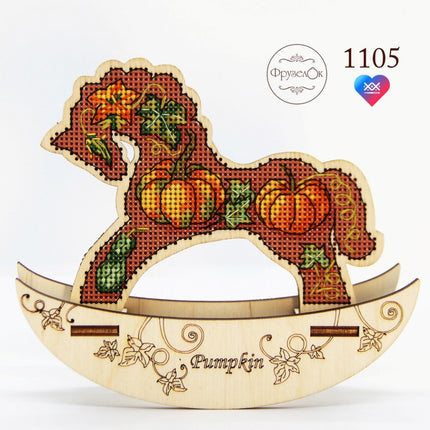 🎠 DIY Counted Cross Stitch Kit Rocking Horse "Pumpkin"