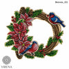 DIY Beaded Door Wreath Kit "Bullfinches and flowers" Embroidery on wood, Home decoration