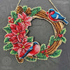 DIY Beaded Door Wreath Kit "Bullfinches and flowers" Embroidery on wood, Home decoration