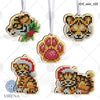 Christmas Bead Embroidery Kit Christmas toys "Tiger" Set 5 pcs Christmas tree toys