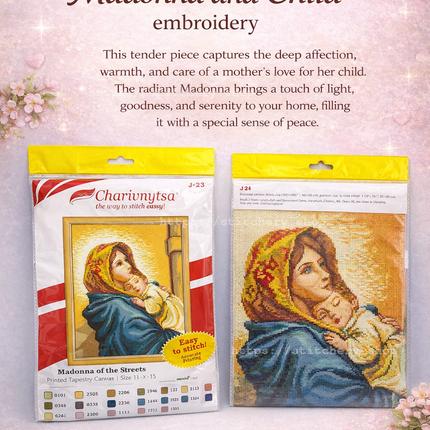 DIY Cross Stitch Kit with Printed canvas "Wandering Madonna"