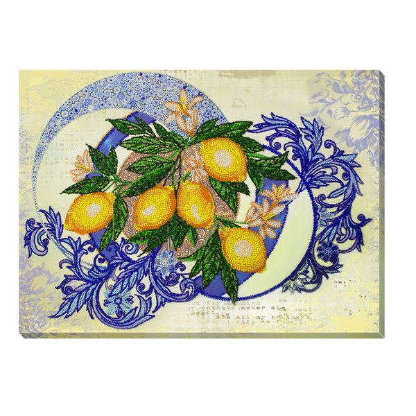 DIY Bead Embroidery Kit "Lemons" 16.5"x12.2" / 42.0x31.0 cm
