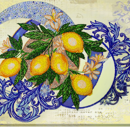 DIY Bead Embroidery Kit "Lemons" 16.5"x12.2" / 42.0x31.0 cm
