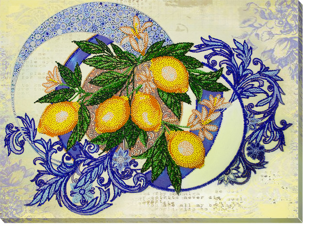 DIY Bead Embroidery Kit "Lemons" 16.5"x12.2" / 42.0x31.0 cm