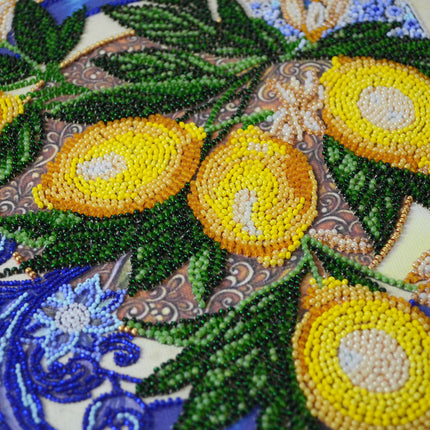 DIY Bead Embroidery Kit "Lemons" 16.5"x12.2" / 42.0x31.0 cm