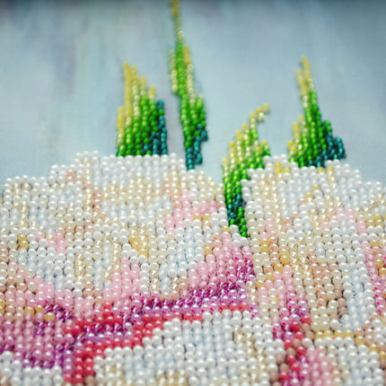 DIY Bead Embroidery Kit "White peonies" 9.1"x16.1" / 23.0x41.0 cm