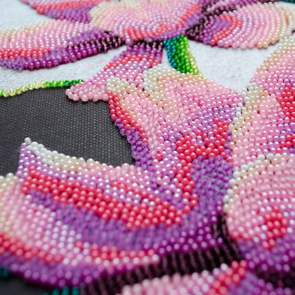 DIY Bead Embroidery Kit "Blooming lotus" 12.6"x12.6" / 32.0x32.0 cm