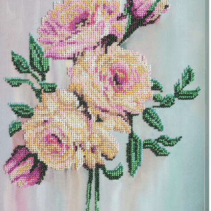 DIY Bead Embroidery Kit "Gentle roses" 9.1"x16.1" / 23.0x41.0 cm