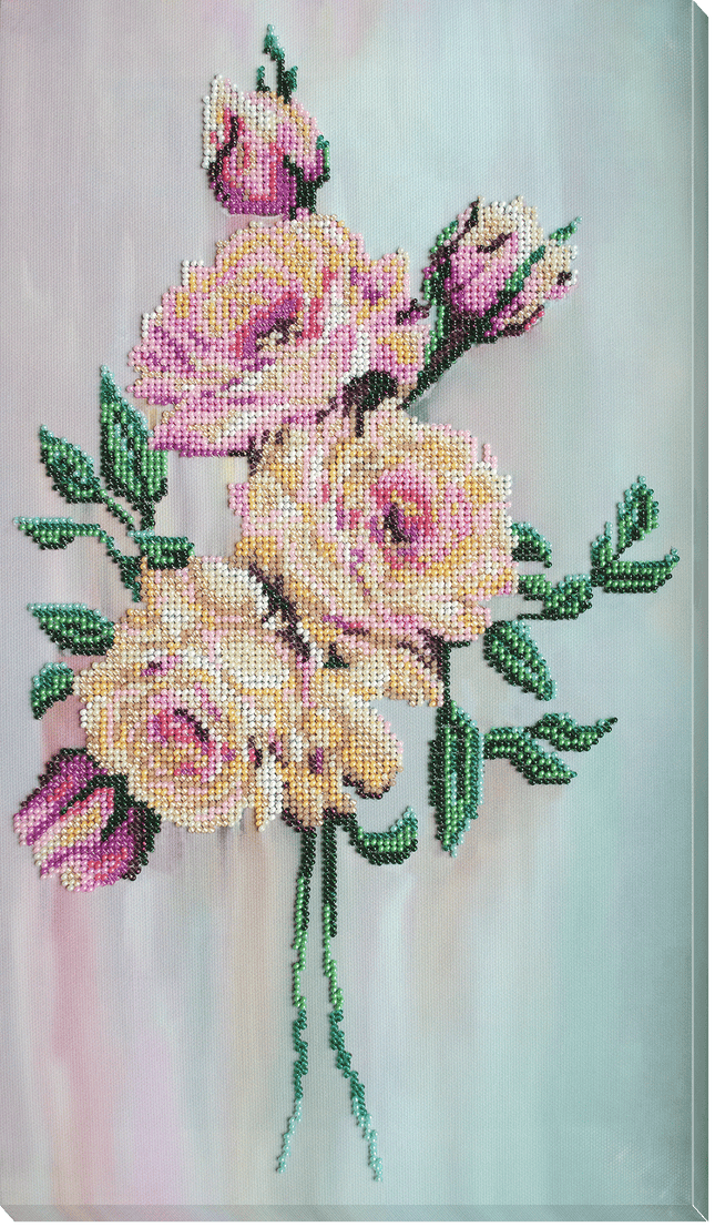 DIY Bead Embroidery Kit "Gentle roses" 9.1"x16.1" / 23.0x41.0 cm
