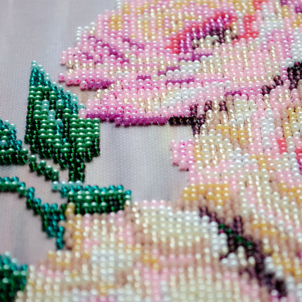 DIY Bead Embroidery Kit "Gentle roses" 9.1"x16.1" / 23.0x41.0 cm