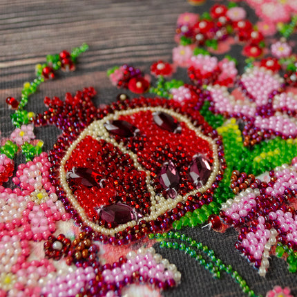 DIY Bead Embroidery Kit "Red рomegranates" 11.8"x13.4" / 30.0x34.0 cm