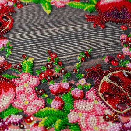 DIY Bead Embroidery Kit "Red рomegranates" 11.8"x13.4" / 30.0x34.0 cm