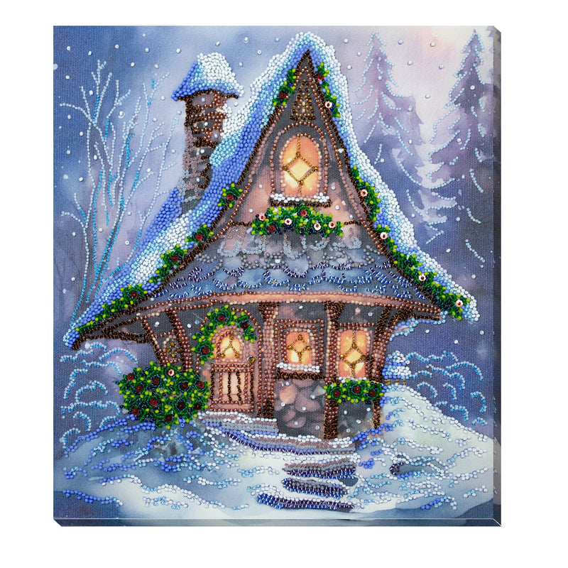 DIY Bead Embroidery Kit "When winter blows cold" 9.8"x11.0" / 25.0x28.0 cm
