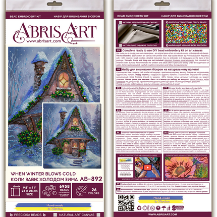 DIY Bead Embroidery Kit "When winter blows cold" 9.8"x11.0" / 25.0x28.0 cm