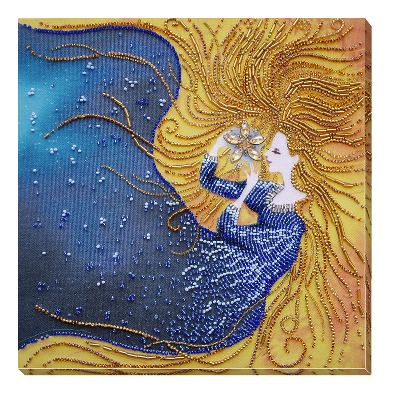 DIY Bead Embroidery Kit "Star maiden" 9.8"x9.8" / 25.0x25.0 cm