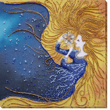 DIY Bead Embroidery Kit "Star maiden" 9.8"x9.8" / 25.0x25.0 cm