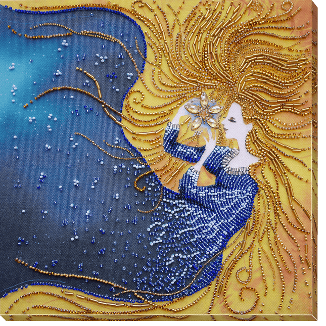 DIY Bead Embroidery Kit "Star maiden" 9.8"x9.8" / 25.0x25.0 cm