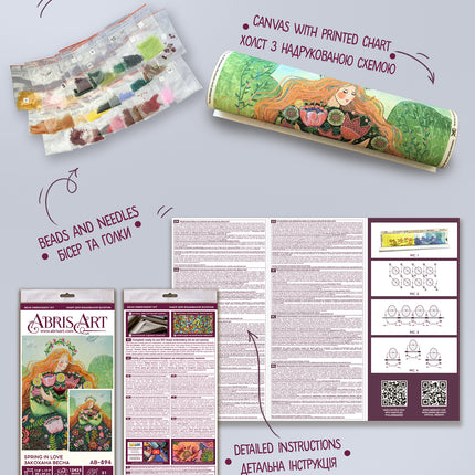 DIY Bead Embroidery Kit "Spring in love" 11.8"x17.7" / 30.0x45.0 cm