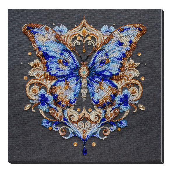 DIY Bead Embroidery Kit "Luxurious sapphire" 8.7"x8.7" / 22.0x22.0 cm