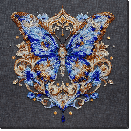 DIY Bead Embroidery Kit "Luxurious sapphire" 8.7"x8.7" / 22.0x22.0 cm