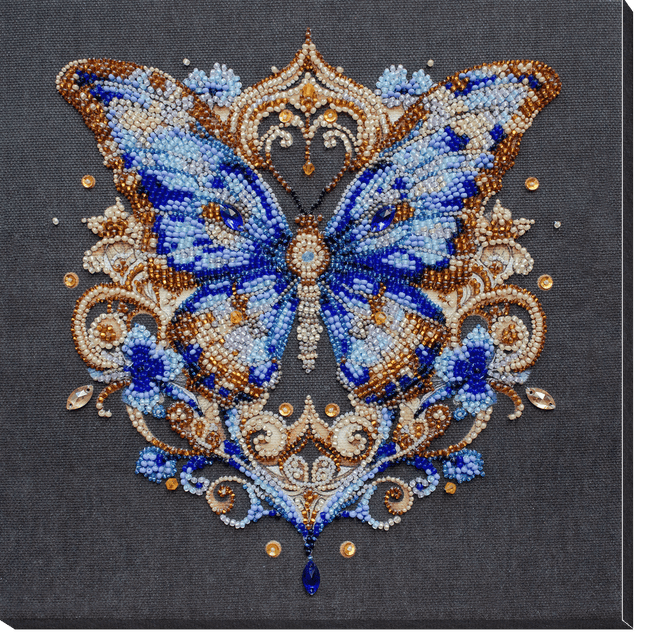 DIY Bead Embroidery Kit "Luxurious sapphire" 8.7"x8.7" / 22.0x22.0 cm
