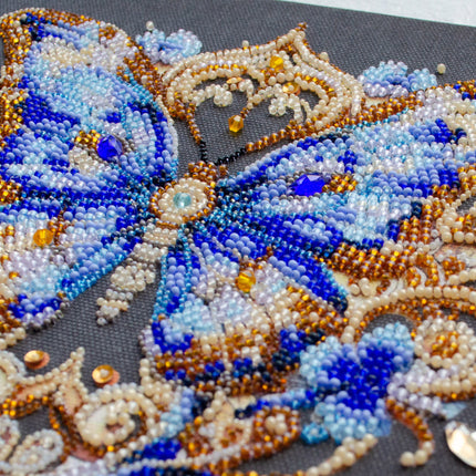 DIY Bead Embroidery Kit "Luxurious sapphire" 8.7"x8.7" / 22.0x22.0 cm