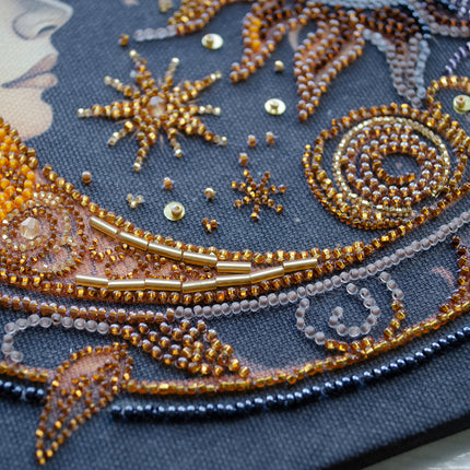 DIY Bead Embroidery Kit "Captive of the night" 10.0"x9.9" / 25.5x25.2 cm