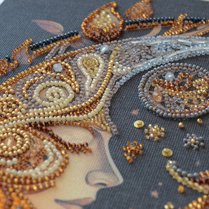 DIY Bead Embroidery Kit "Captive of the night" 10.0"x9.9" / 25.5x25.2 cm