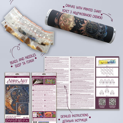 DIY Bead Embroidery Kit "Captive of the night" 10.0"x9.9" / 25.5x25.2 cm
