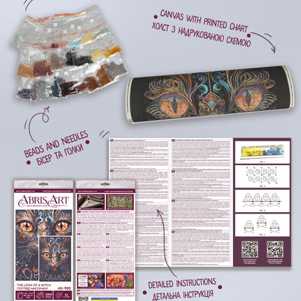 DIY Bead Embroidery Kit "The look of a witch" 11.8"x16.9" / 30.0x43.0 cm