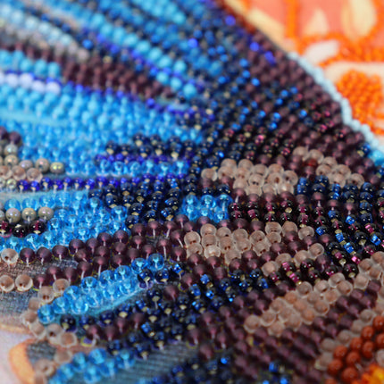DIY Bead Embroidery Kit "A colorful flap of a wing" 9.8"x13.8" / 25.0x35.0 cm
