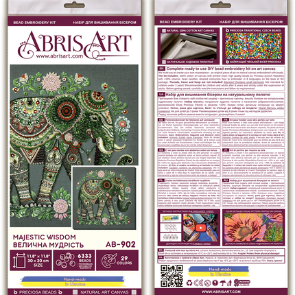 DIY Bead Embroidery Kit "Majestic wisdom" 11.8"x11.8" / 30.0x30.0 cm