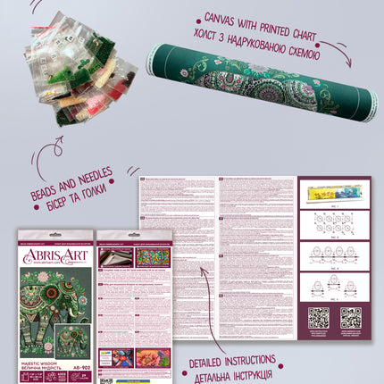 DIY Bead Embroidery Kit "Majestic wisdom" 11.8"x11.8" / 30.0x30.0 cm