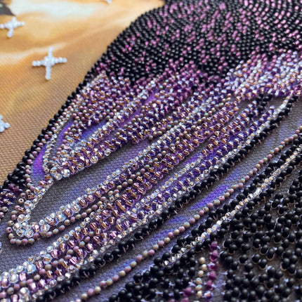DIY Bead Embroidery Kit "Black raven" 9.8"x13.8" / 25.0x35.0 cm