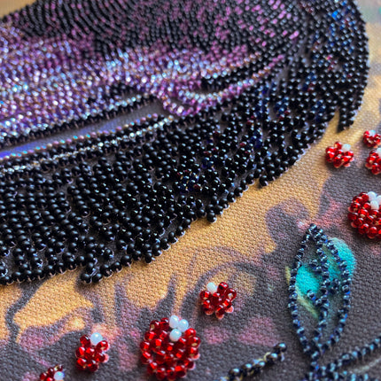 DIY Bead Embroidery Kit "Black raven" 9.8"x13.8" / 25.0x35.0 cm
