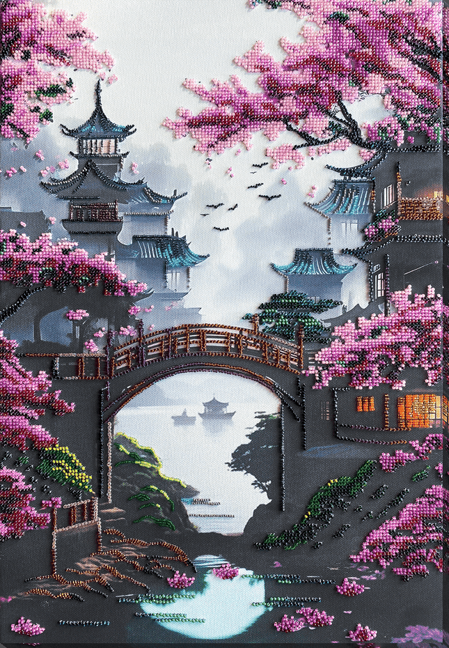 DIY Bead Embroidery Kit "The dream of a journey to the east" 11.8"x17.3" / 30.0x44.0 cm