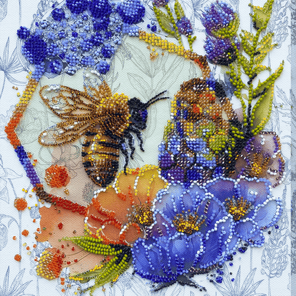 DIY Bead Embroidery Kit "Flower honey" 7.9"x10.2" / 20.0x26.0 cm