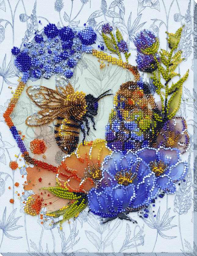 DIY Bead Embroidery Kit "Flower honey" 7.9"x10.2" / 20.0x26.0 cm