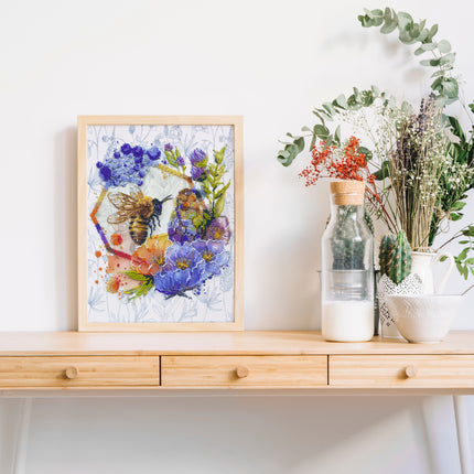 DIY Bead Embroidery Kit "Flower honey" 7.9"x10.2" / 20.0x26.0 cm