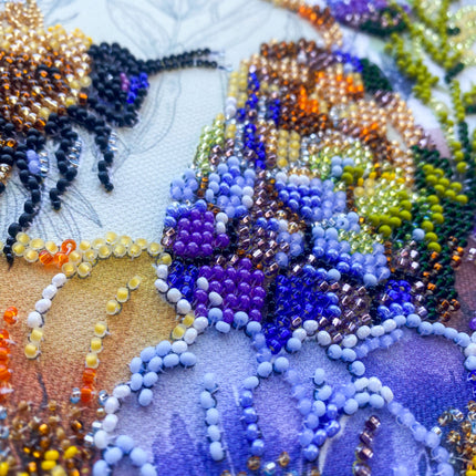 DIY Bead Embroidery Kit "Flower honey" 7.9"x10.2" / 20.0x26.0 cm