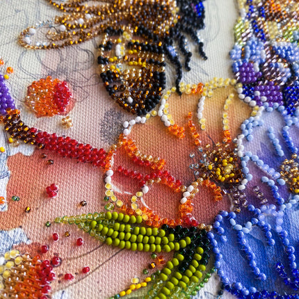 DIY Bead Embroidery Kit "Flower honey" 7.9"x10.2" / 20.0x26.0 cm