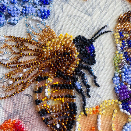 DIY Bead Embroidery Kit "Flower honey" 7.9"x10.2" / 20.0x26.0 cm