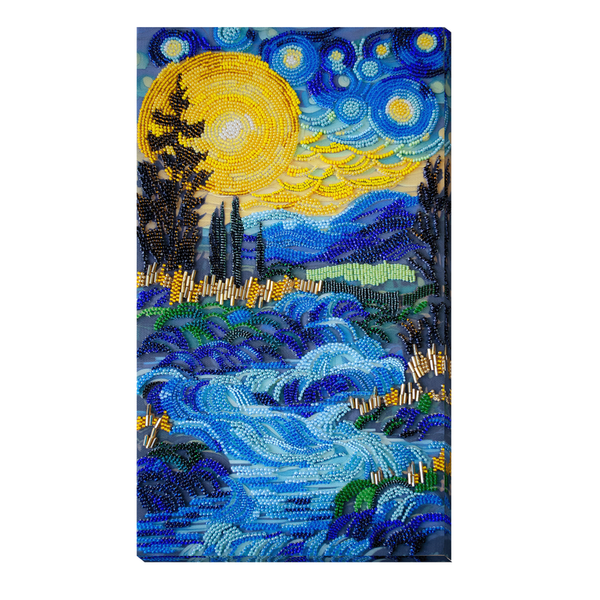 DIY Bead Embroidery Kit "There behind the waterfall" 7.7"x13.8" / 19.5x35.0 cm