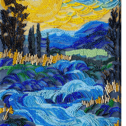 DIY Bead Embroidery Kit "There behind the waterfall" 7.7"x13.8" / 19.5x35.0 cm