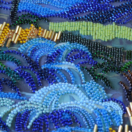 DIY Bead Embroidery Kit "There behind the waterfall" 7.7"x13.8" / 19.5x35.0 cm