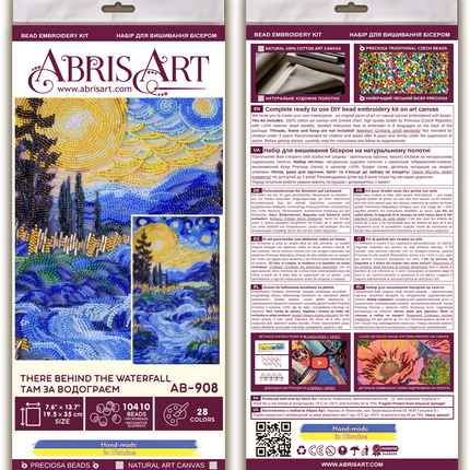 DIY Bead Embroidery Kit "There behind the waterfall" 7.7"x13.8" / 19.5x35.0 cm