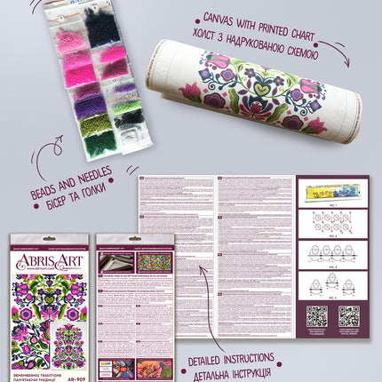 DIY Bead Embroidery Kit "Remembering traditions" 11.0"x15.4" / 28.0x39.0 cm