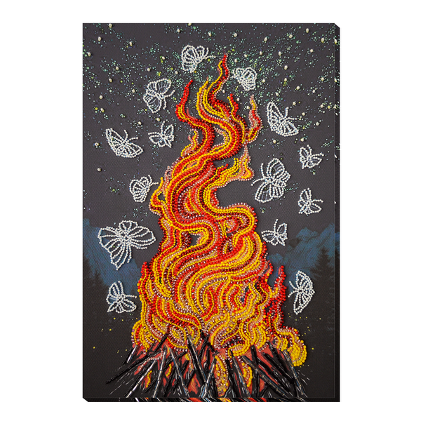 DIY Bead Embroidery Kit "Dancing around the campfire" 7.9"x11.8" / 20.0x30.0 cm